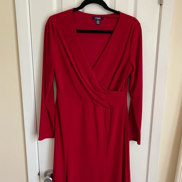 Red Chaps dress sz large long sleeves - Picture 1 of 2